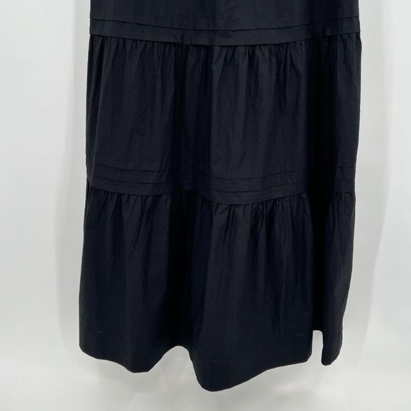 Quince Black Organic Cotton Tiered Maxi Dress sz XS Womens Pockets Poplin Fabric - Picture 4 of 7